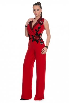 Dragon Kırmızı Sırt Dekolteli Küçük Beden Uzun Parti Elbisesi K5710