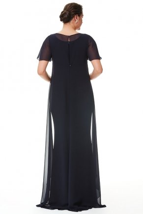 Big Size Chiffon Long Short Sleeve Evening Dress Y6061