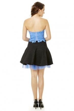 Black/lavender Lılac Off Shoulder Small Size Short Evening Dress Y6066