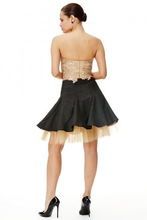 Gold/black Small Size Short Sleeveless Evening Dress Y6066