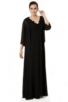 Black Chiffon Big Size Long Evening Dress Y6115