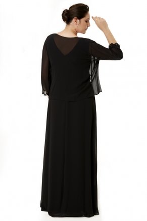 Black Flared Big Size Long Evening Dress Y6115