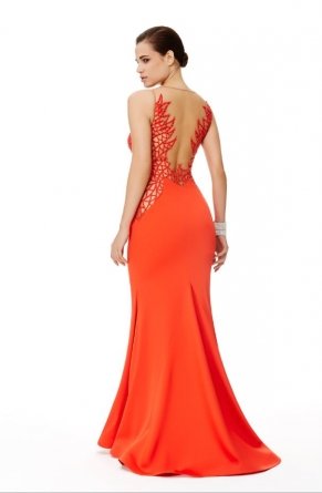 Small Size Cleavage Long Sleeveless Evening Dress Y6197