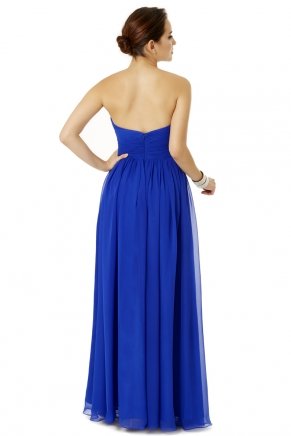 Indıgo Blue Small Size Long Sleeveless Princess Dress Y6464