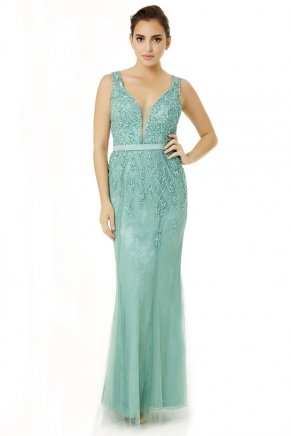 Open Back Small Size Long Sleeveless Evening Dress Y6468