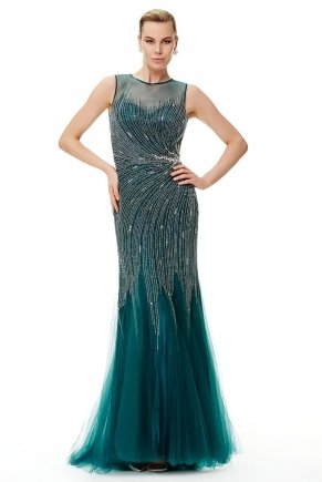 Long Small Size Tailed Sequin Evening Dress Y6481
