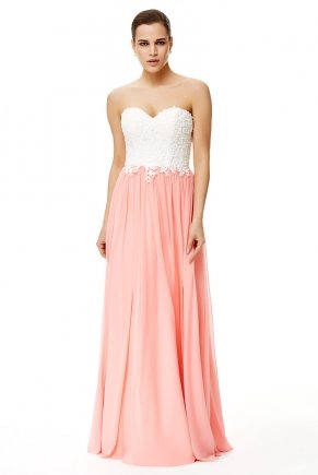 Whıte/rose  Small Size Long Strapless Princess Dress Y6487