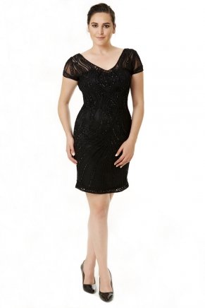Black Big Size Short Bodycon Evening Dress Y6488