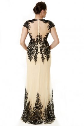 Long Short Sleeve Big Size Sequin Evening Dress Y6490