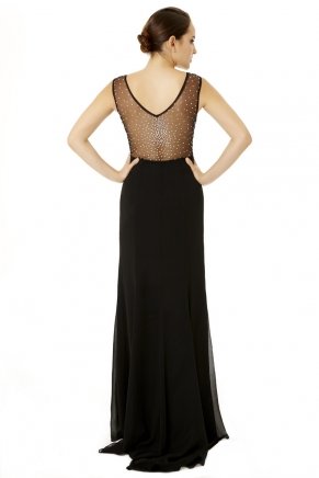 Black Small Size Long Gem Evening Dress Y6495