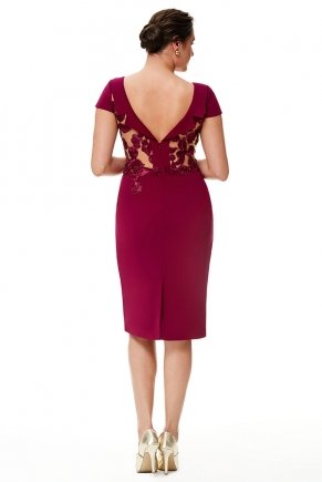 Red Short Sleeve Big Size Short Evening Dress Y6128
