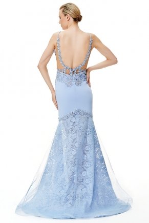 Lavender Lılac Long Lace Small Size Evening Dress Y6235