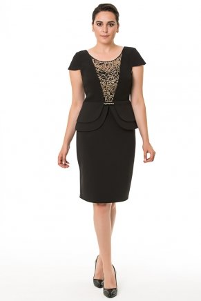 Black/gold Short Sleeve Big Size Short Evening Dress K6027