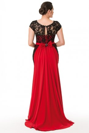 Dragon Red/black Short Sleeve Big Size Long Evening Dress K6028