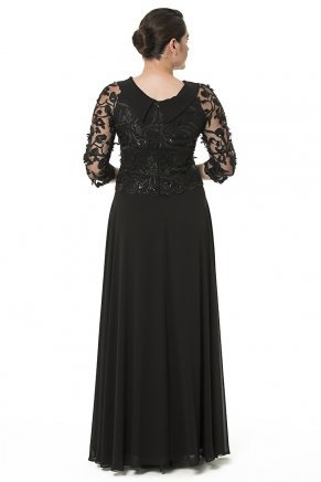 Black Big Size Long Crepe Evening Dress Y6405