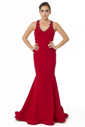 Long Small Size Sleeveless Tailed Evening Dress Y6419