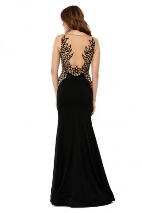 Black Small Size Long Sleeveless Evening Dress Y6197