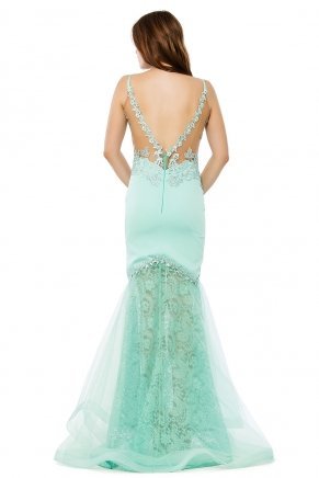 Apple Mınt Off Shoulder Small Size Long Evening Dress Y6235