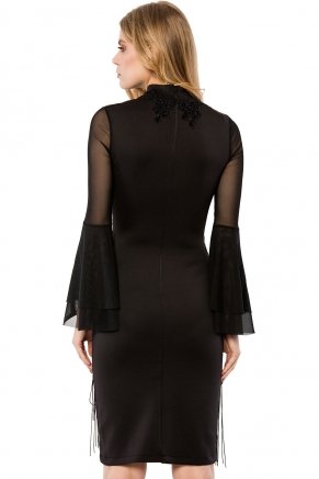 Black Velvet Small Size Short Evening Dress K6156