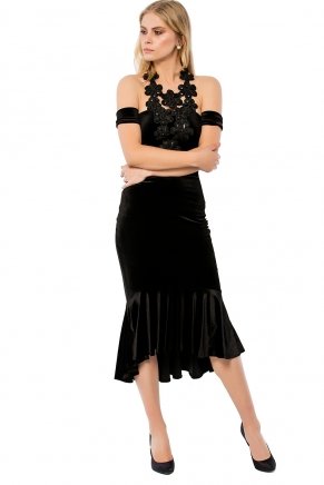 Small Size Black Off Shoulder Short Evening Dress K6154