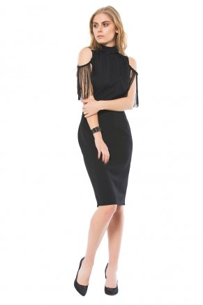 Black Off Shoulder Small Size Short Evening Dress K6159