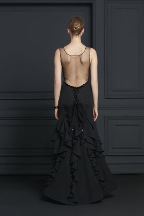 Black Small Size Long Sleeveless Evening Dress Y7000