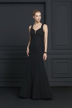 Black Small Size Long Sleeveless Evening Dress Y7035