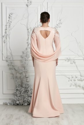 Pink Long Big Size Capri Arm Evening Dress Y7392