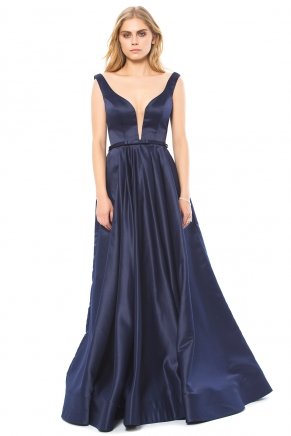 Cleavage Small Size Long Flared Evening Dress K6145