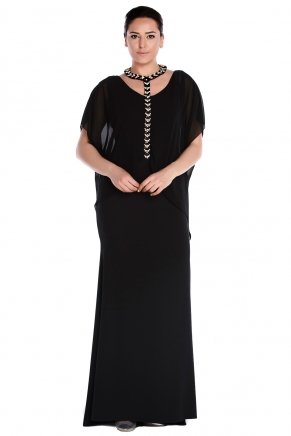 Black Non Revealing Big Size Long Evening Dress K6004
