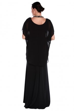 Black Crepe Big Size Long Evening Dress K6004