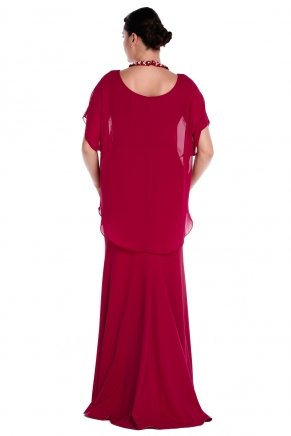 Big Size Cherry Long Capri Arm Evening Dress K6004