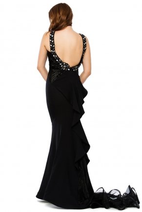 Black Small Size Long Sleeveless Evening Dress Y7126