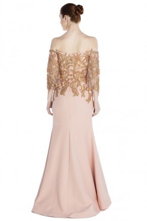 Lace Small Size Long Capri Arm Evening Dress Y7462
