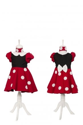 Black/dragon Red Short Kid Size Mom&Kid Dress Y7083