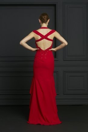 Dragon Red Short Sleeve Small Size Long Evening Dress Y7048