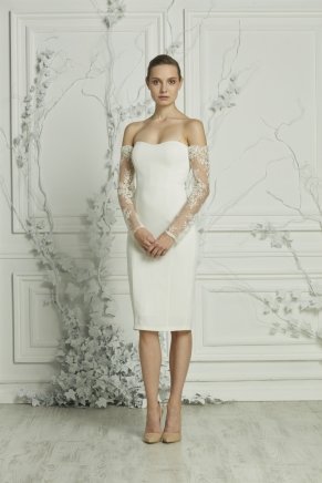 Small Size Short Boat Neck Off Shoulder Engagement Dress Y7460