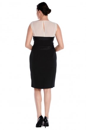 Black Big Size Short Sleeveless Evening Dress Y7635