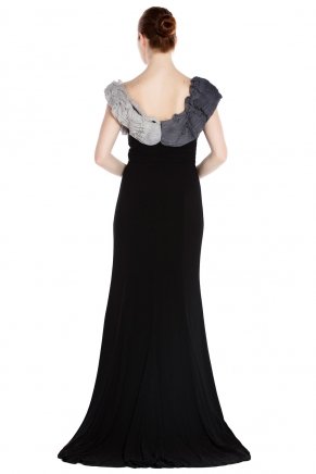 Black Small Size Long Short Sleeve Evening Dress Y7637