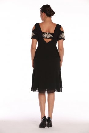 Black Chiffon Big Size Short Evening Dress Y7216
