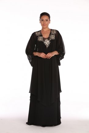 Black Chiffon Big Size Long Evening Dress Y7228