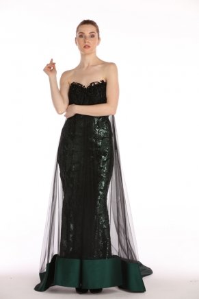 Tailed Small Size Long Strapless Evening Dress Y7699