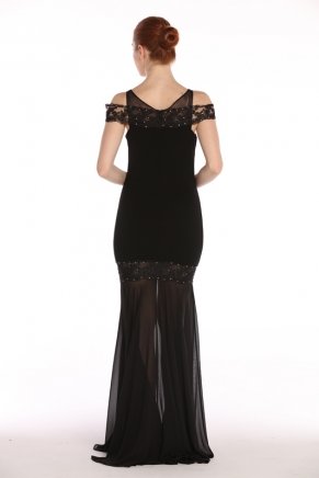 Black Crepe Small Size Long Evening Dress Y7703
