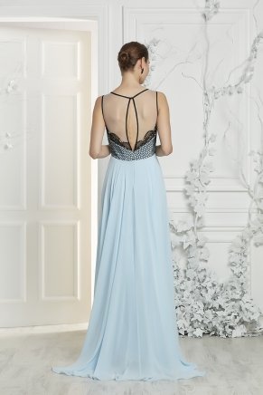 Black/powder Blue Small Size Long Evening Dress Y7137