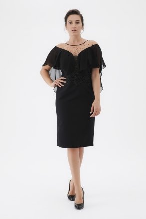 Black Big Size Short Evening Dress Y7364