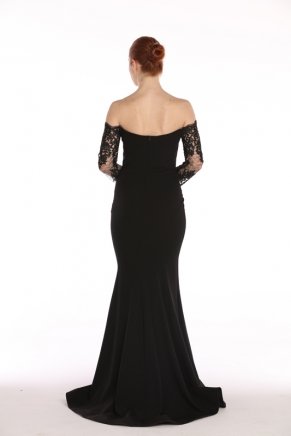 Siyah Küçük Beden Uzun Straplez Düğün Elbisesi Y7404