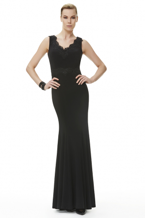 Black Small Size Long Sleeveless Evening Dress Y6283