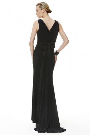 Black V Neck Small Size Long Evening Dress Y6283