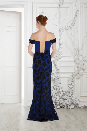 Small Size Navy  Long Evening Dress Y7532