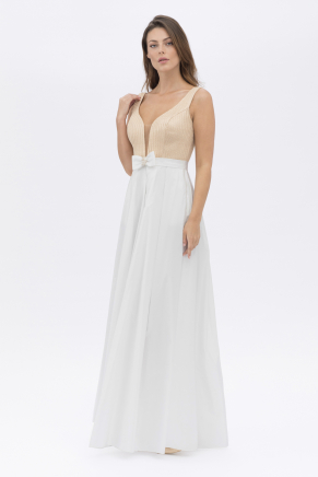 Küçük Beden Kemik Uzun Kloş Düğün Elbisesi Y7574